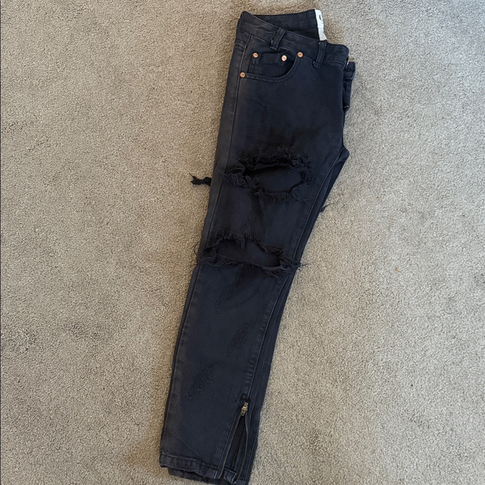 One Teaspoon Distressed Black Jeans Size 26